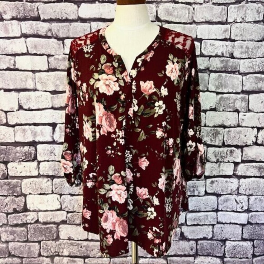 C'est La Vie Multicolored 3/4 Sleeve Blouse Size 3X